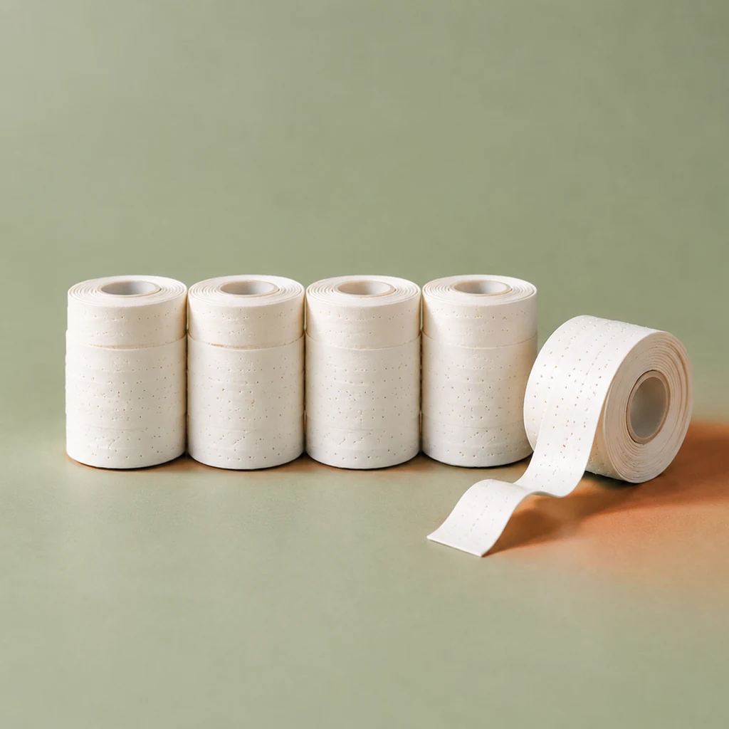 Rolls of white tacky overgrip tape